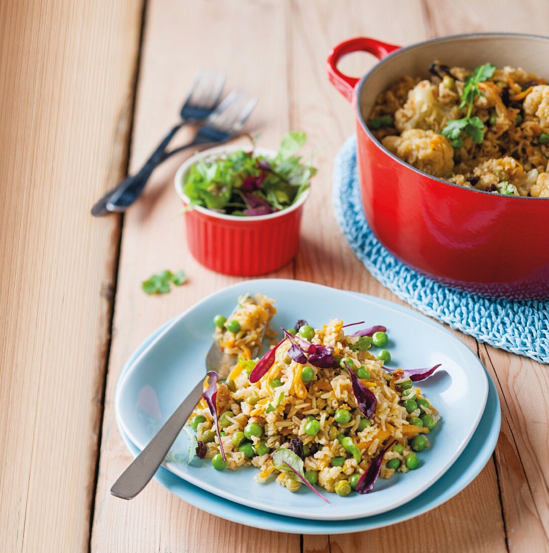 Pilau rice with vegetables