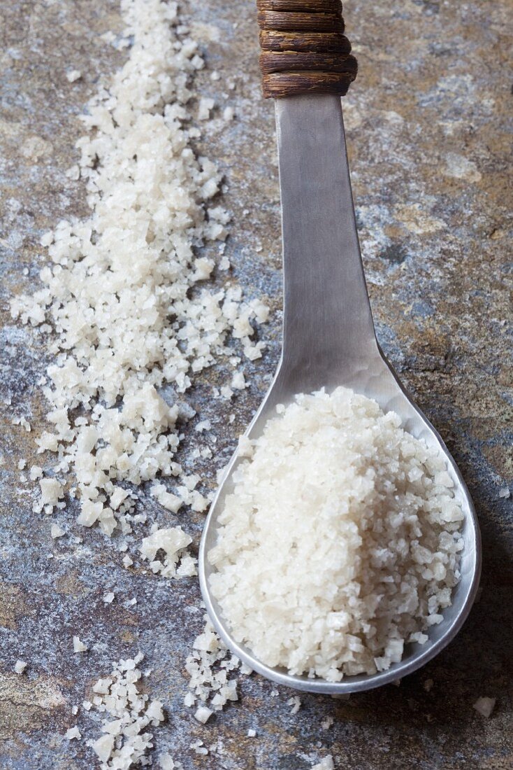 A spoonful of Guerande salt from France