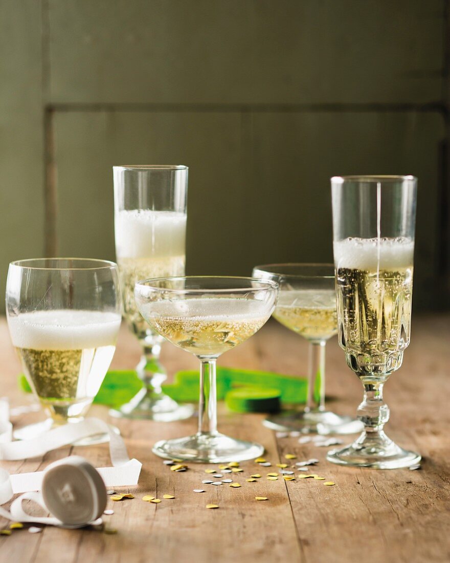 Various glasses of Prosecco
