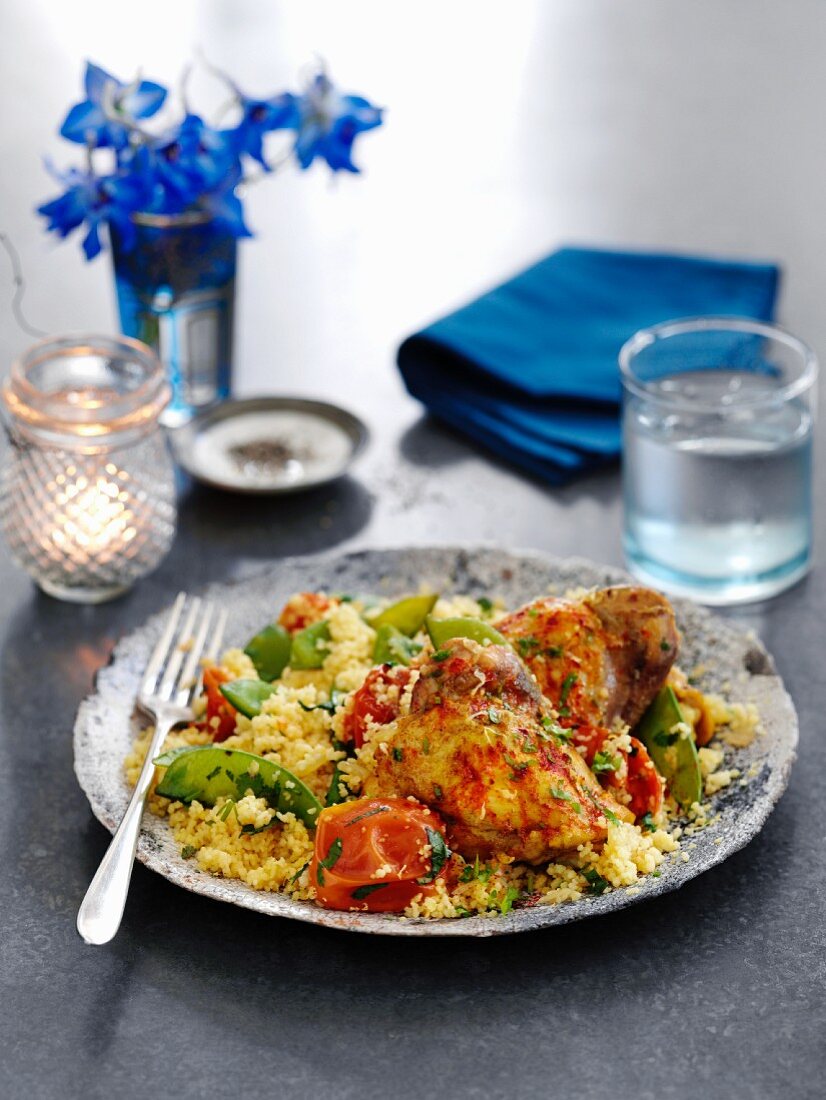 One pot chicken with couscous and vegetables