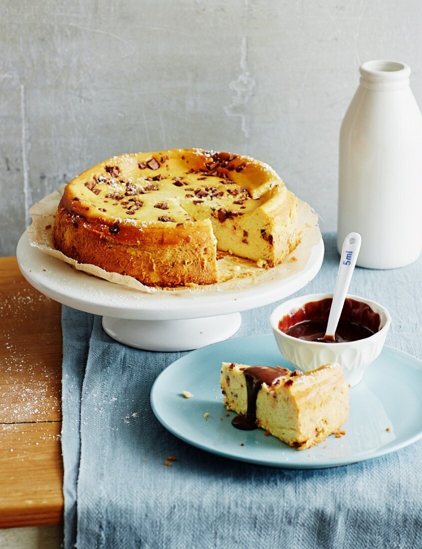 Käsekuchen mit Schokostücken