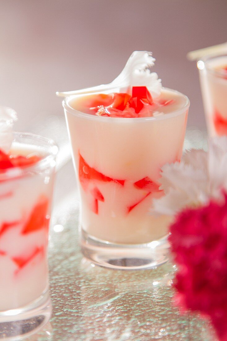 Yoghurt cream with carnation jelly