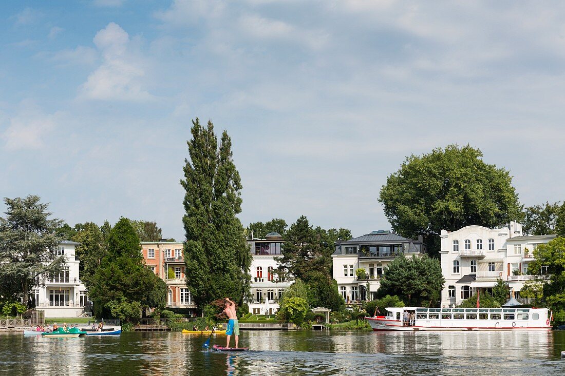 A beautiful view of the villas on Rondell Teich, Hamburg
