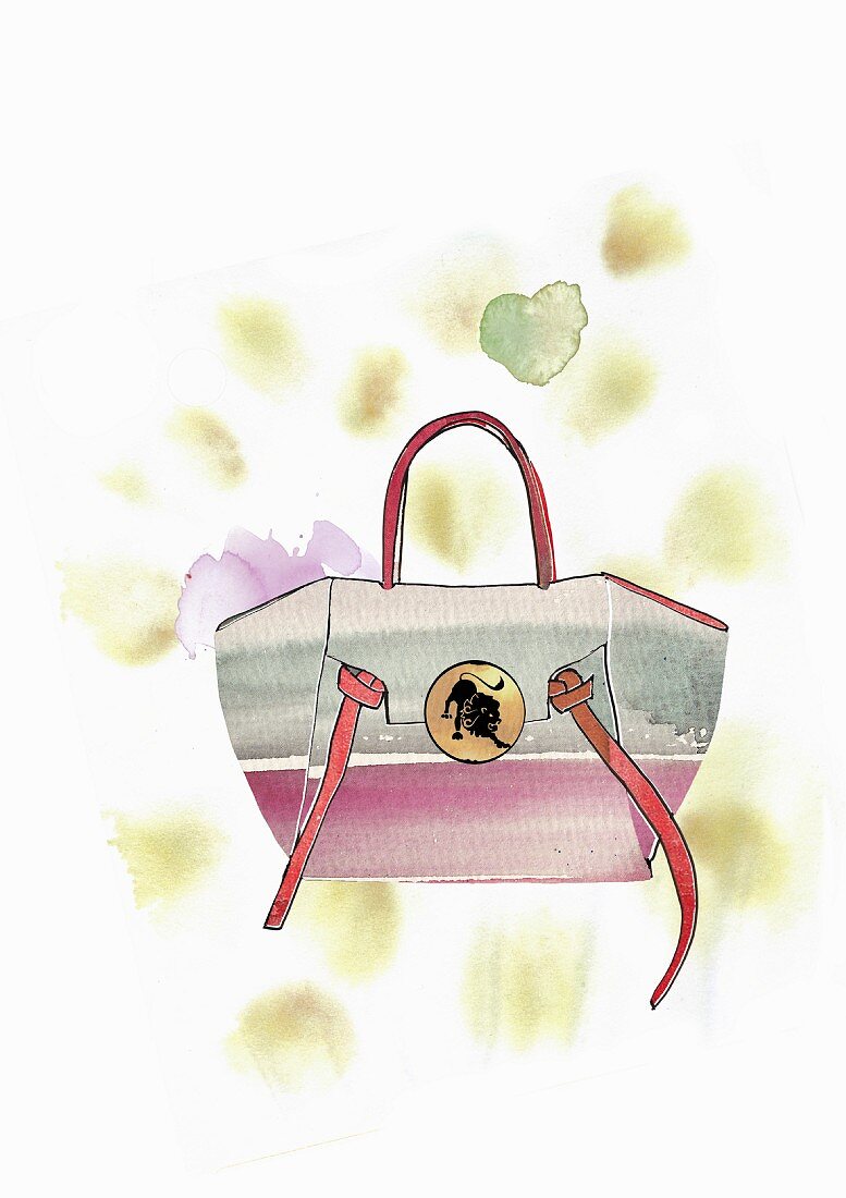 An illustration of the star sign Leo on a handbag