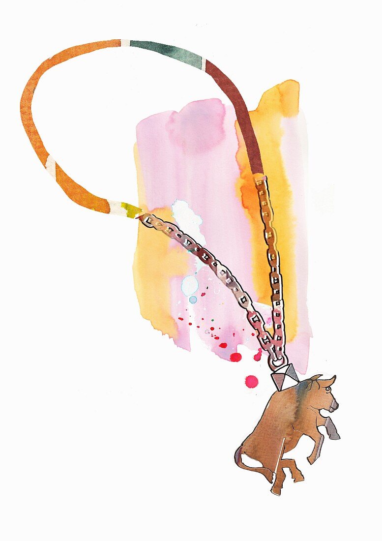 An illustration of the star sign Taurus as a necklace