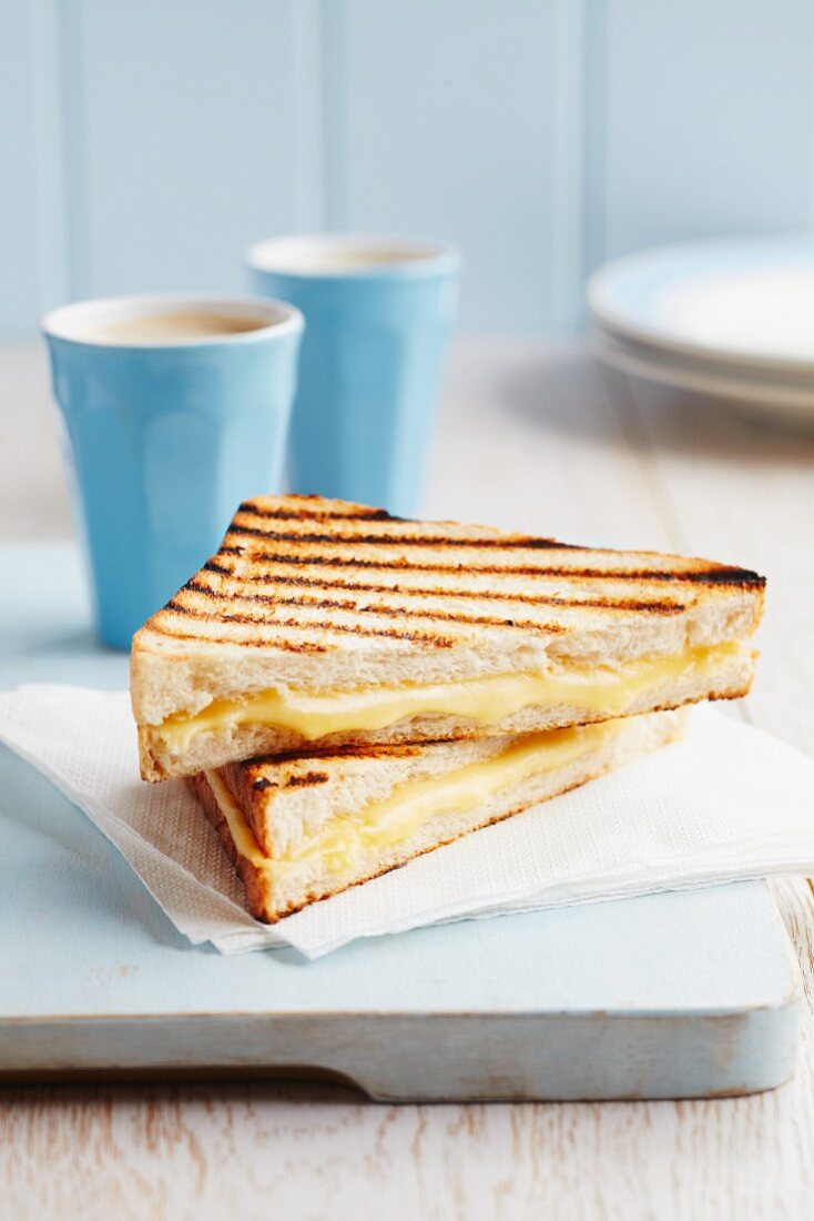 A toasted Emmental cheese sandwich