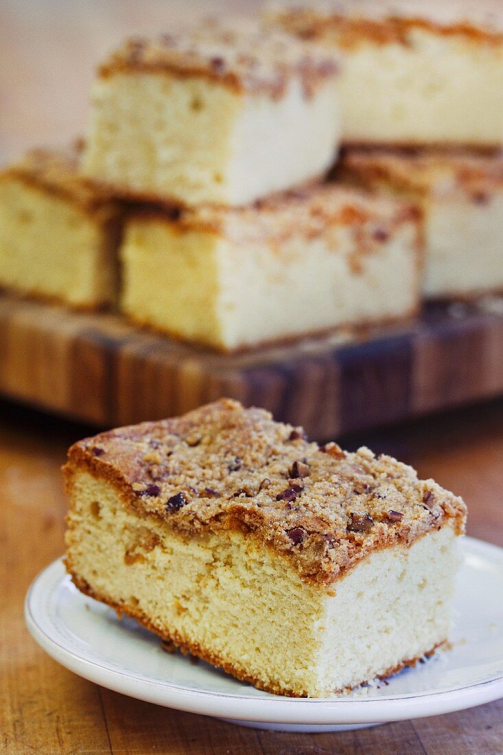 Kaffeekuchen, in Stücke geschnitten