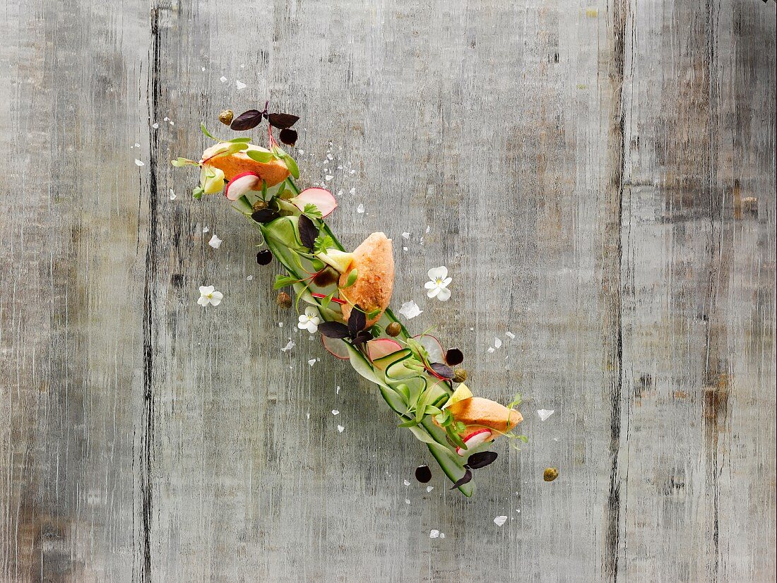 Smoked salmon paté and cucumber salad