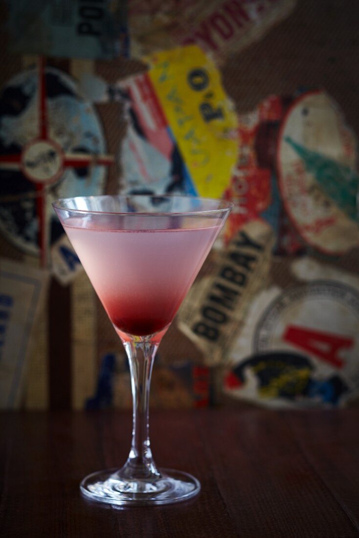 A pink raspberry martini
