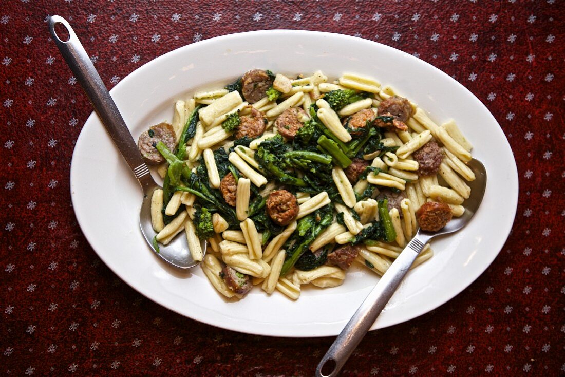 Cavatelli with sausage and rapini (Italy)