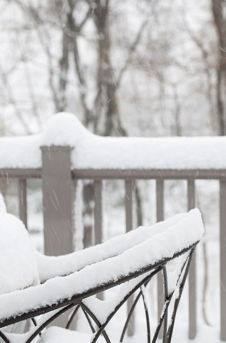 Snowy metal fence