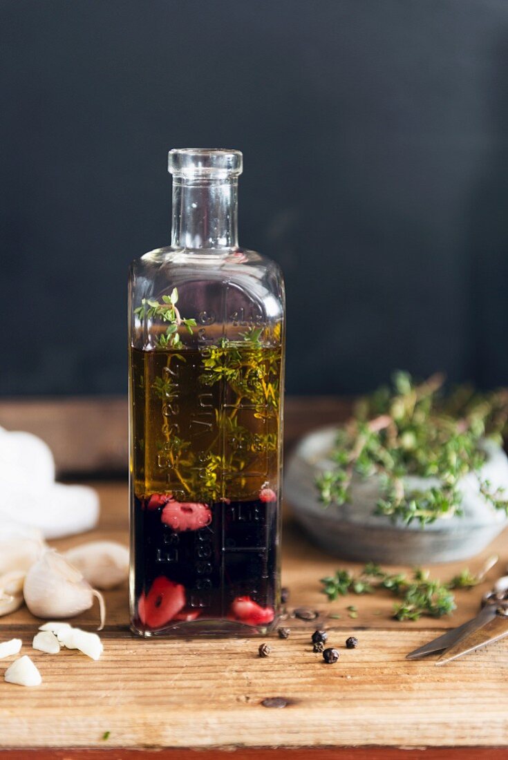 A red wine marinade with garlic and thyme
