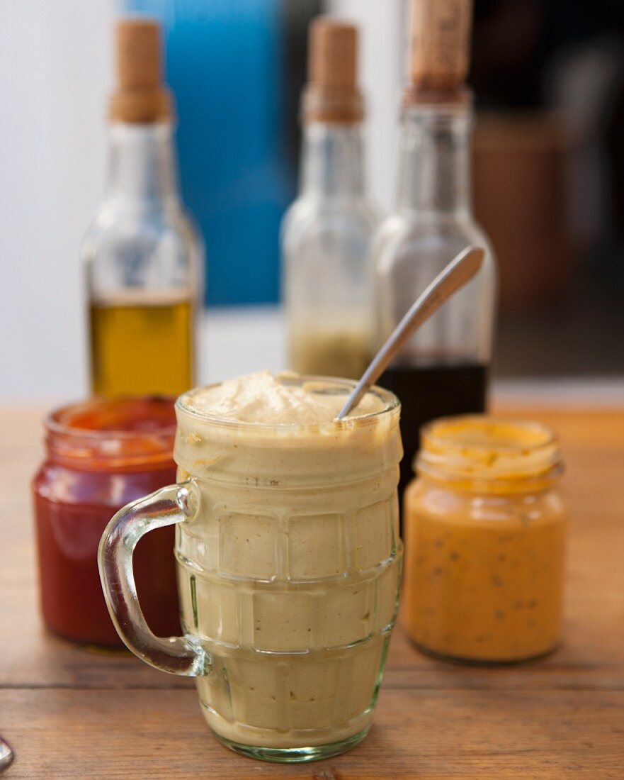 Various barbecue sauces at 'The Backyard Grill Lounge', Sea Point, South Africa