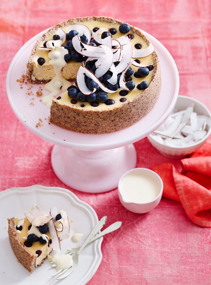 Coconut & blueberry cheesecake
