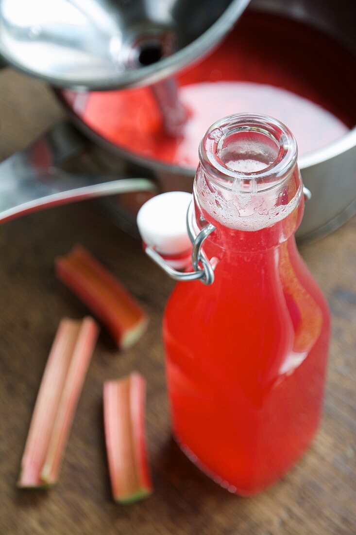 Homemade rhubarb syrup