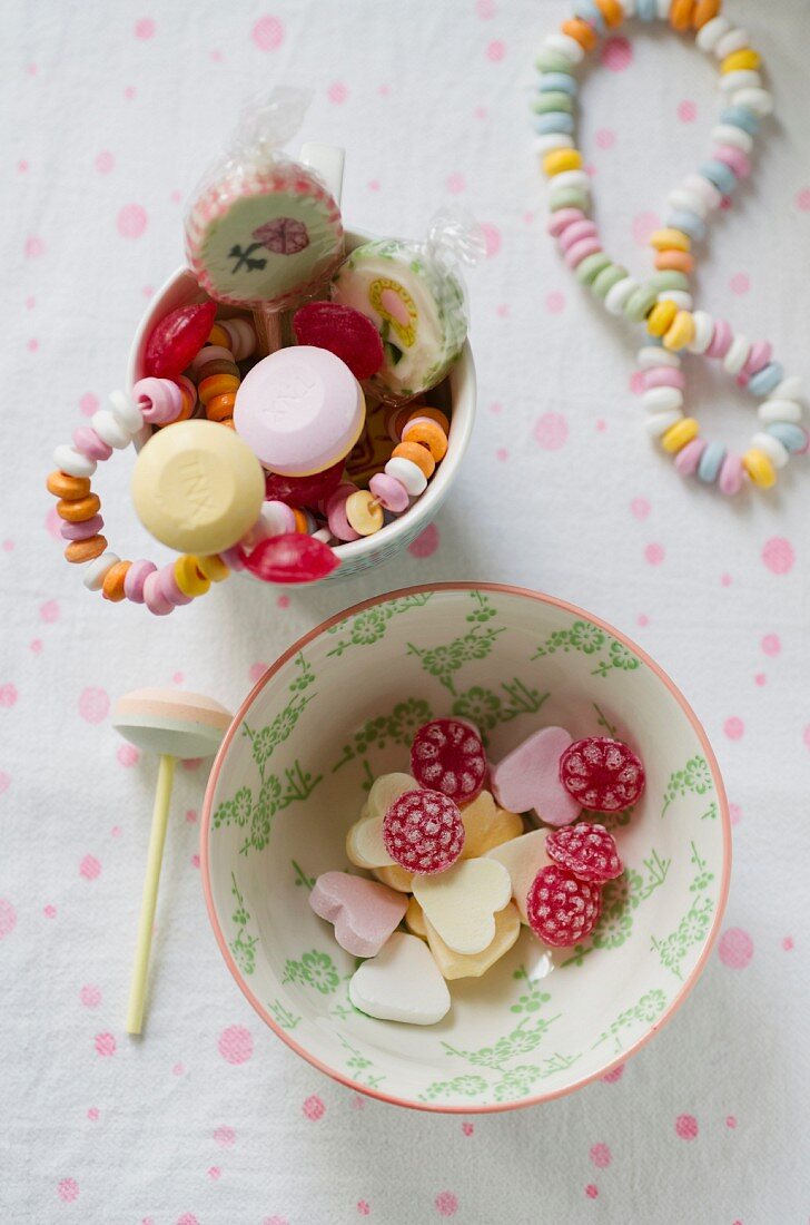 Various bonbons and lollipops