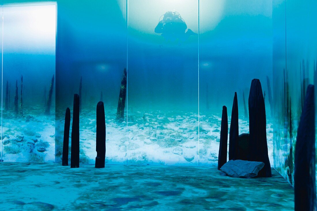 An underwater scene at the Pfahlbauten Museum in Unteruhldingen, Lake Constance