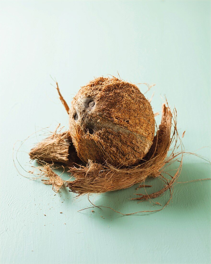 A de-haired coconut