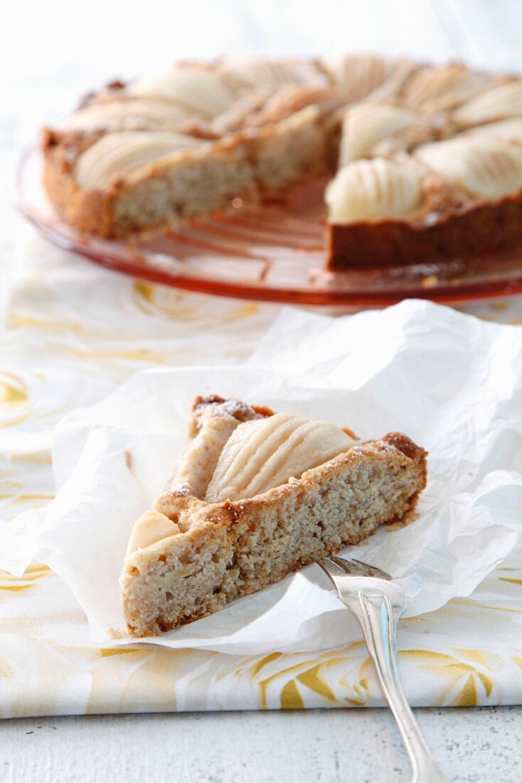 Birnenkuchen, angeschnitten