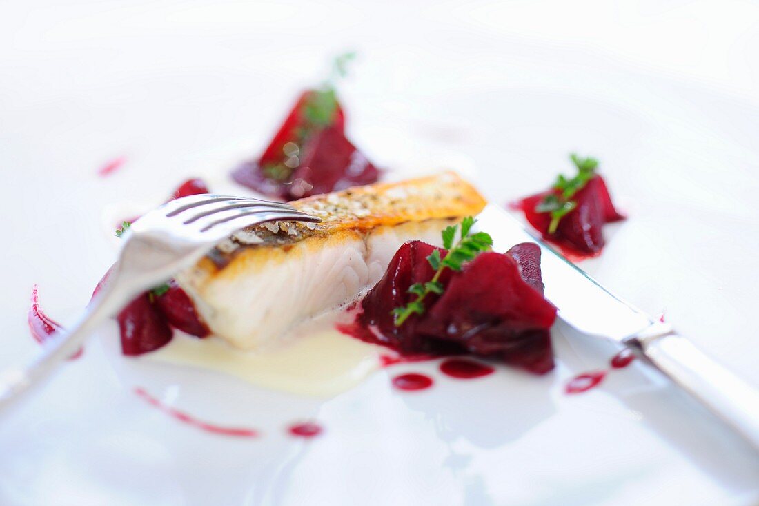 Loup de Mer with beetroot