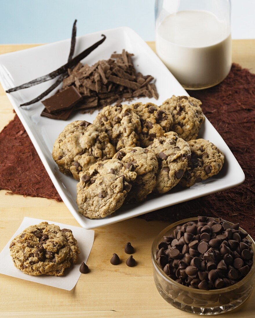 Chocolate chip cookies with ingredients