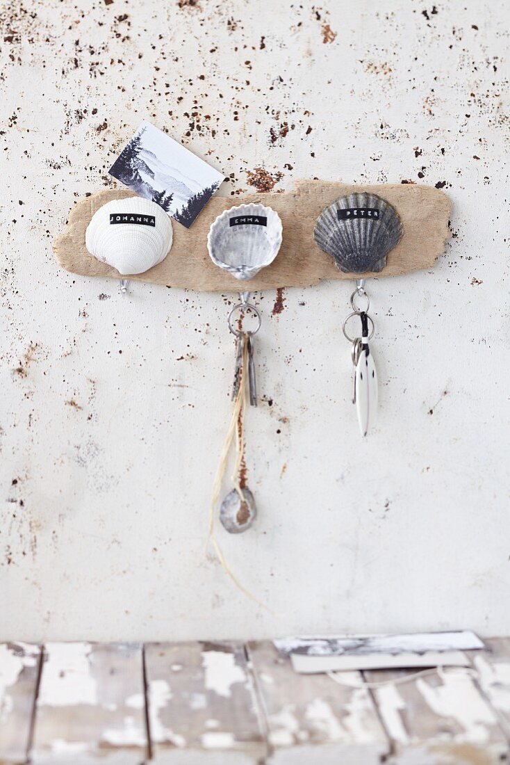 Natural decorations - a keyboard decorated with shells