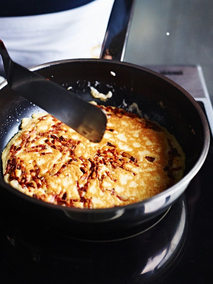 Bacon pancakes being made