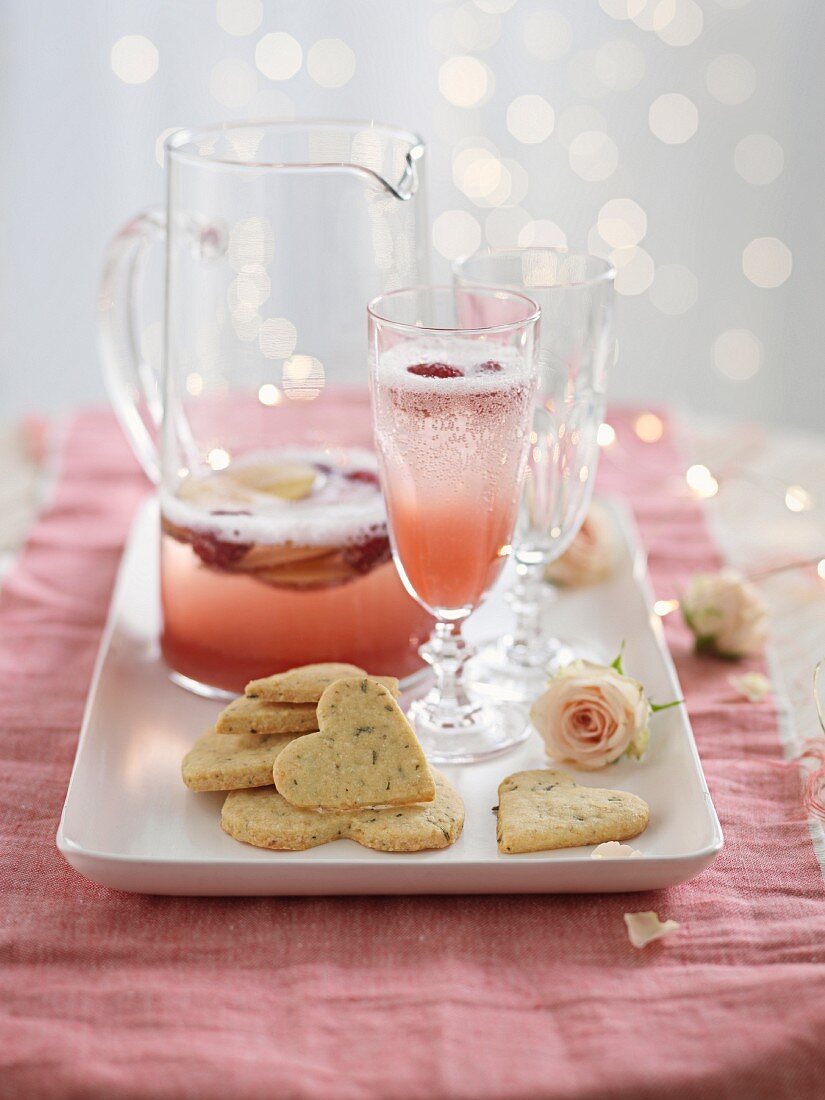 Parmesan and rosemary biscuits and a champagne cocktail