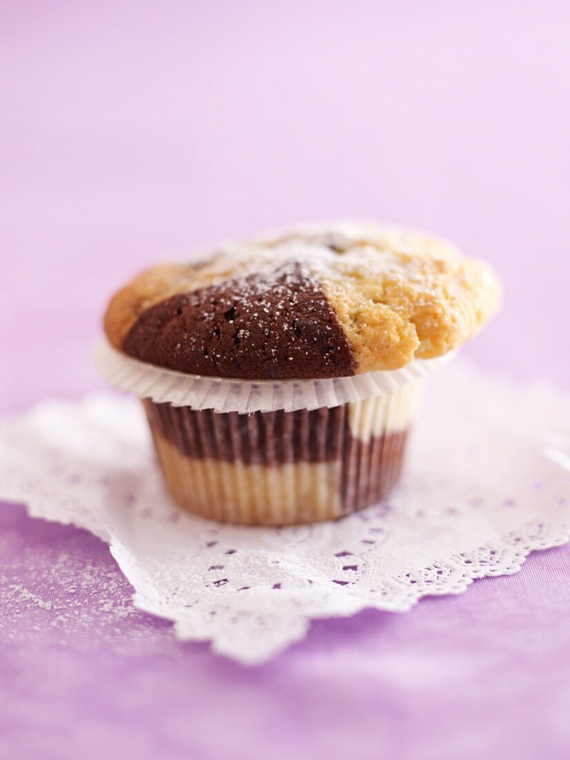 A black-and-white muffin