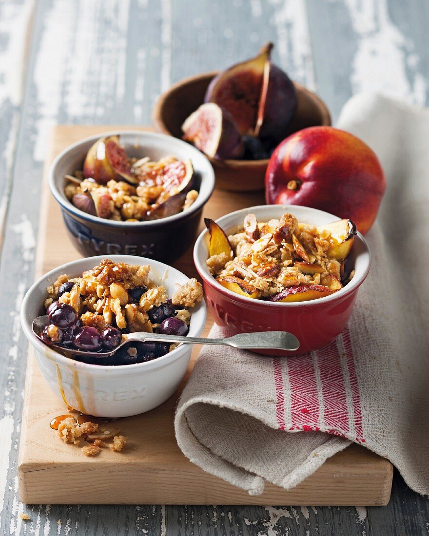 Blueberry, nectarine and fig crumble
