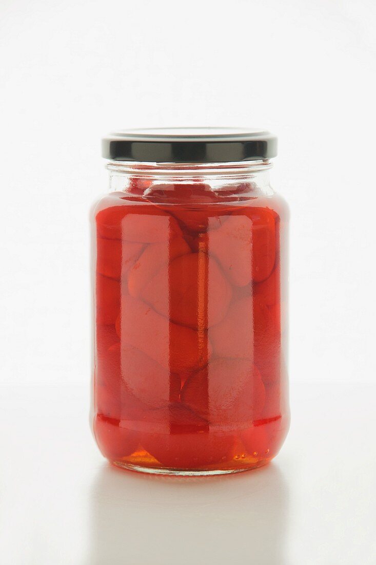 Bottled peppers in jar