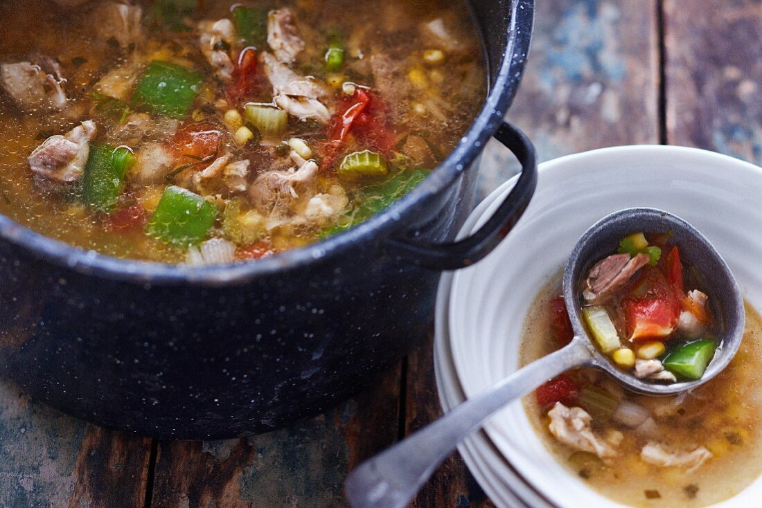 Hühnersuppe mit Paprika und Chili … – Bilder kaufen – 11372433 StockFood