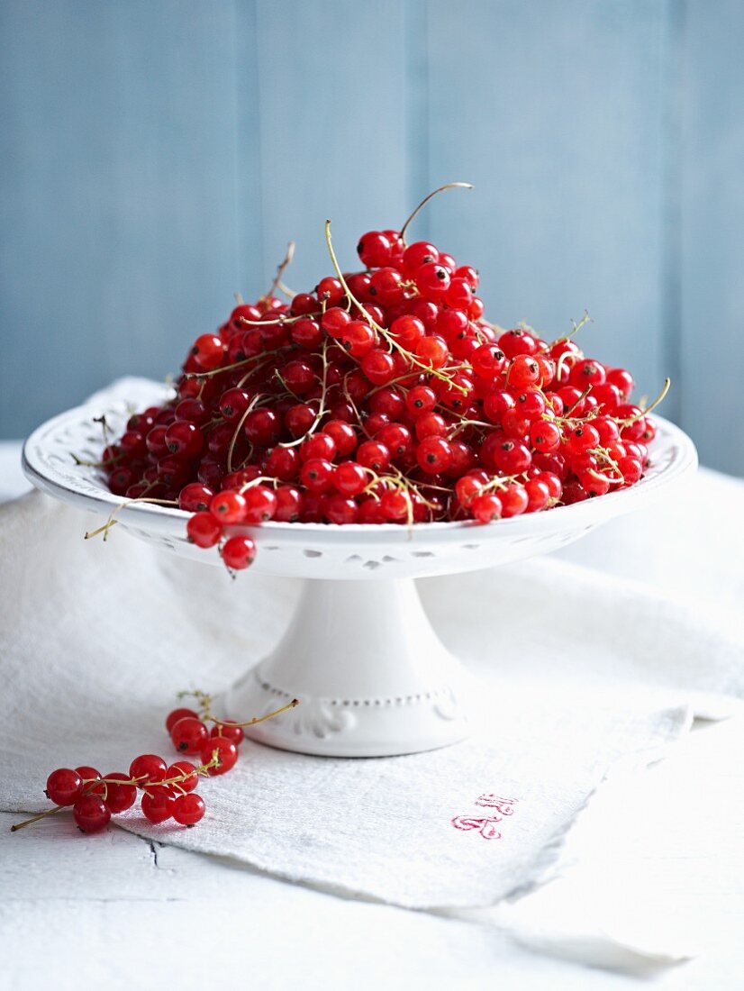 Redcurrants on a cake stand