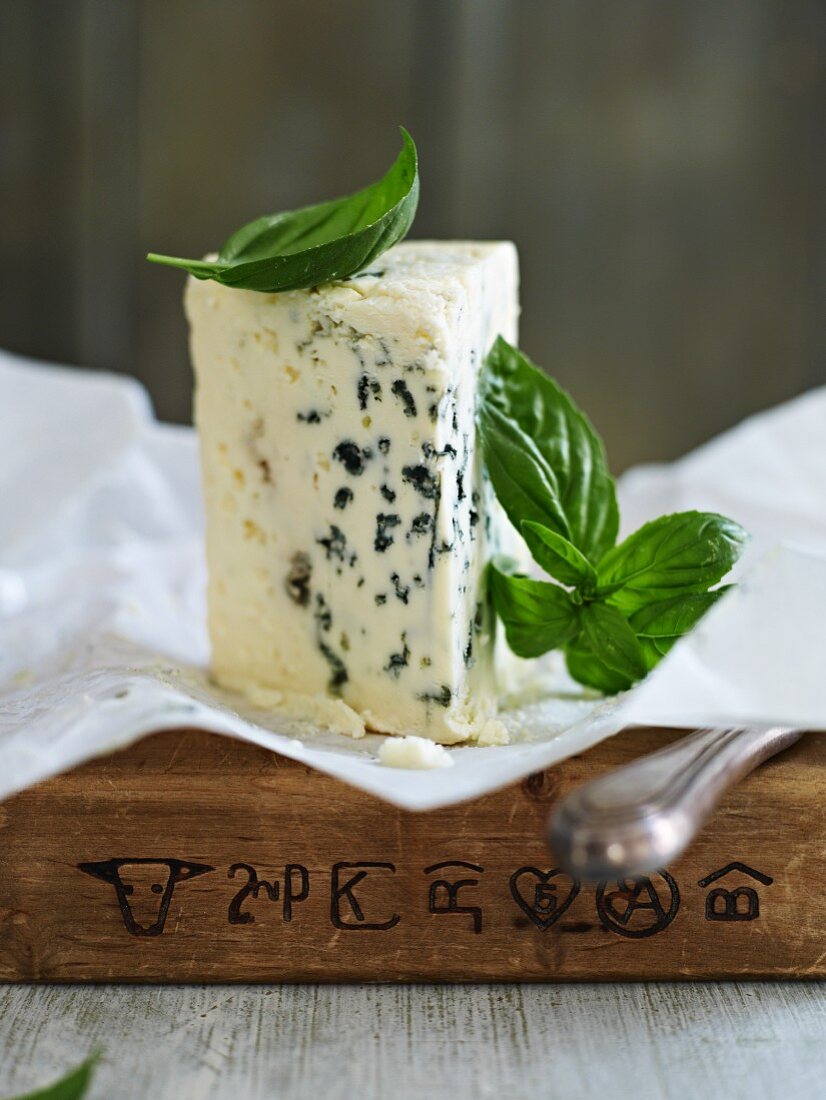 Roquefort cheese and basil