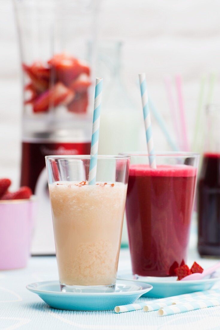 Strawberry and melon smoothies