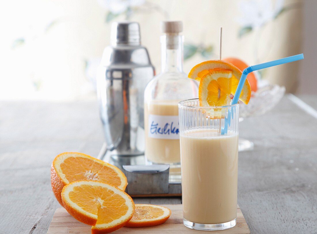 An Orange Flip with egg liqueur