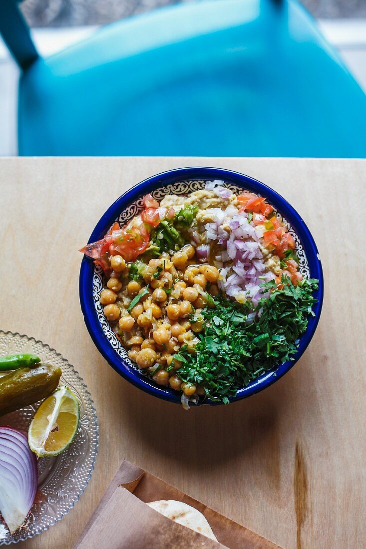 Ingredients for hummus, Israel