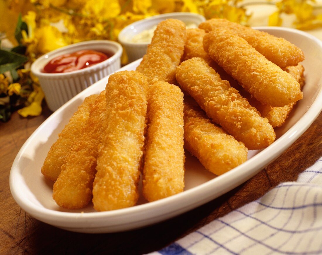 Fish fingers with two dips