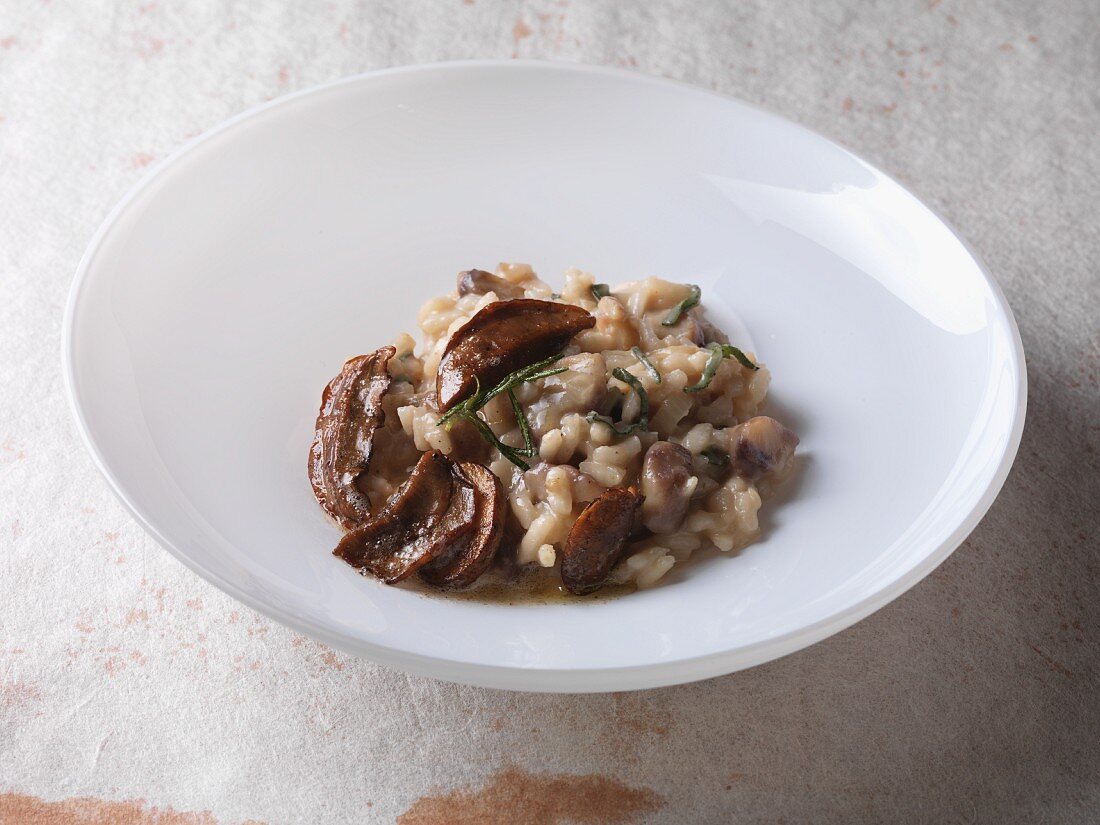 Vegetarian chestnut risotto with fresh porcini mushrooms