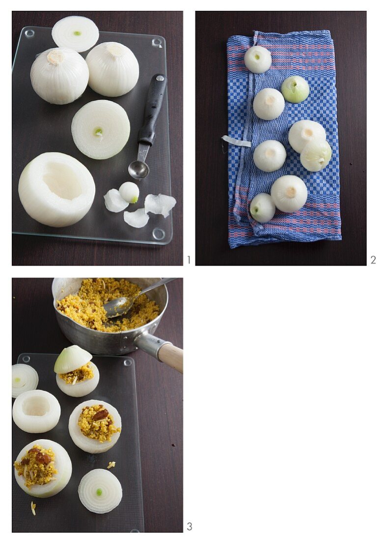 Gefüllte weiße Zwiebeln mit vegetarischer Quinoafüllung zubereiten