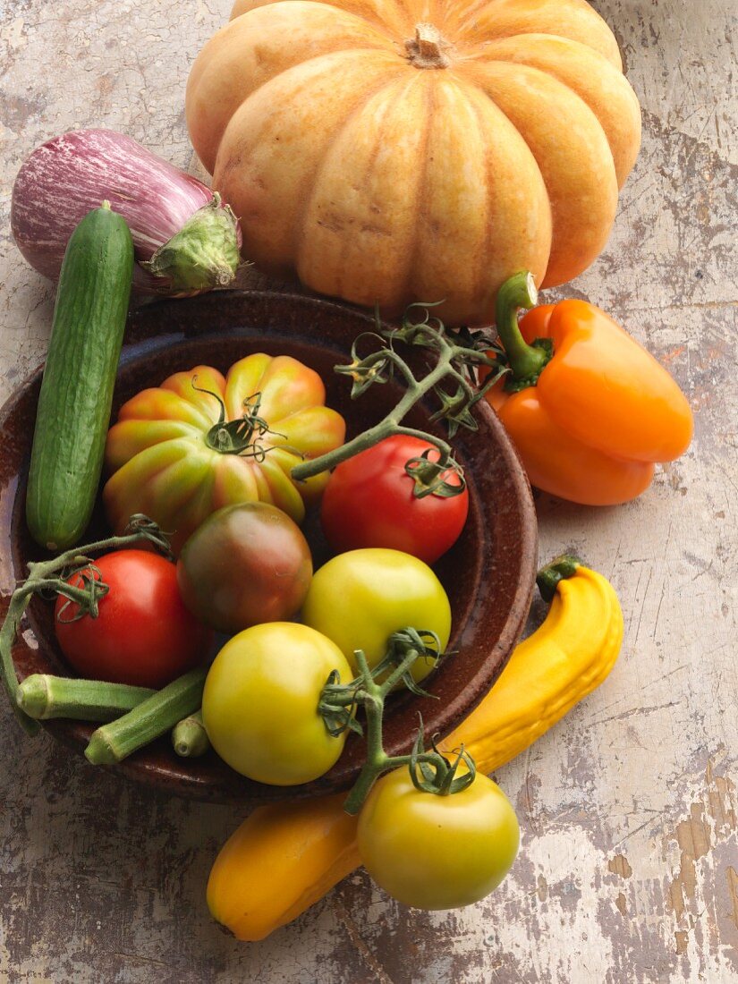 An arrangement of fruiting vegetables