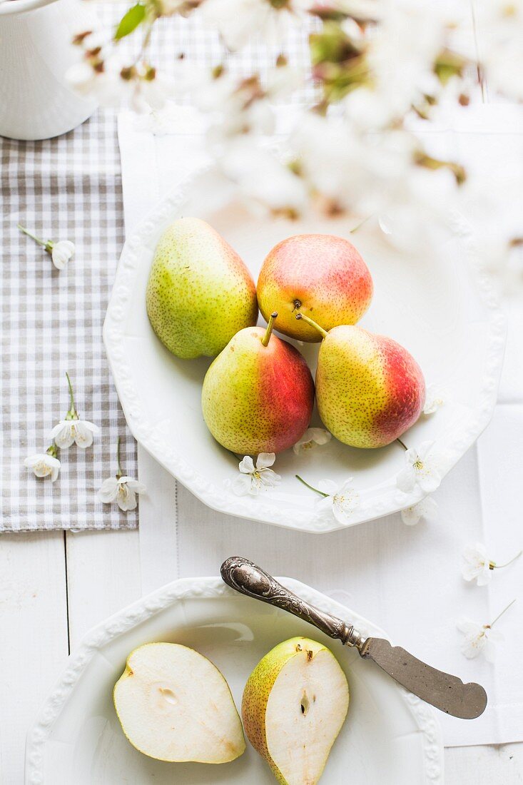 Pears with pear blossom