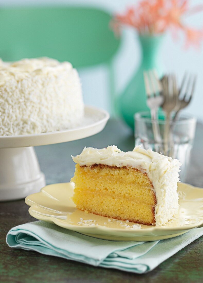 Lemon cake with grated coconut