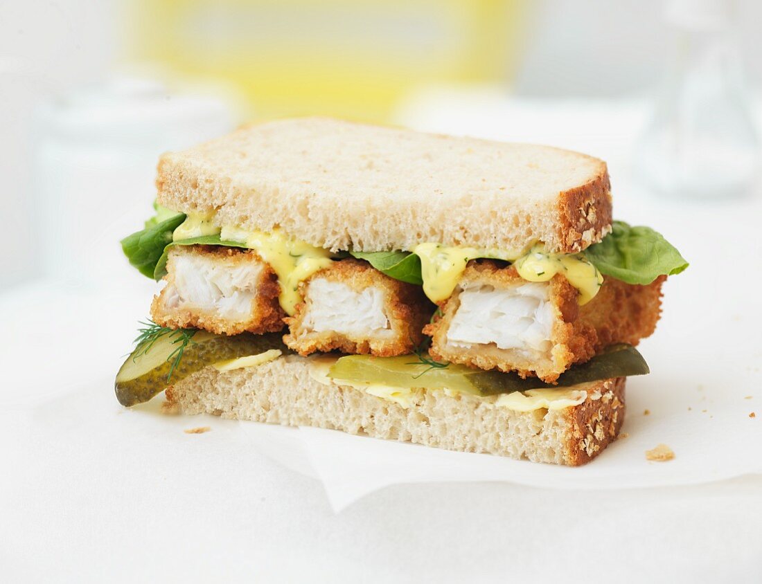 Fischstäbchen-Sandwich