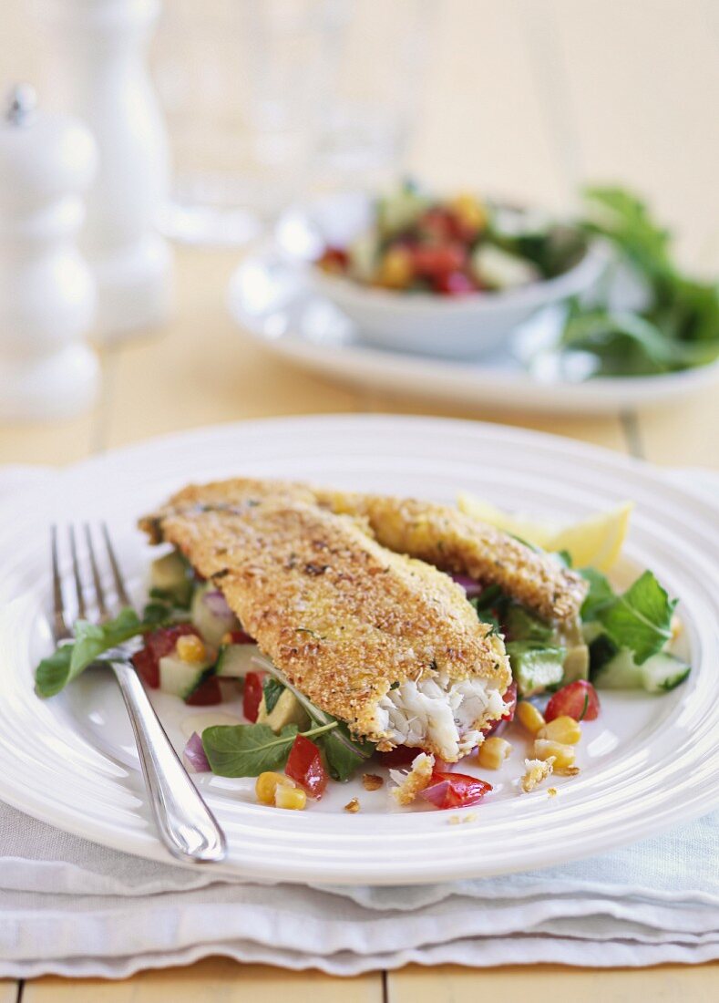 Fish fillet with an oat crust