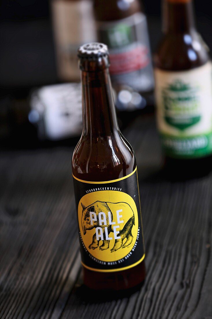 A bottle of pale ale (craft beer from an artisan brewery)