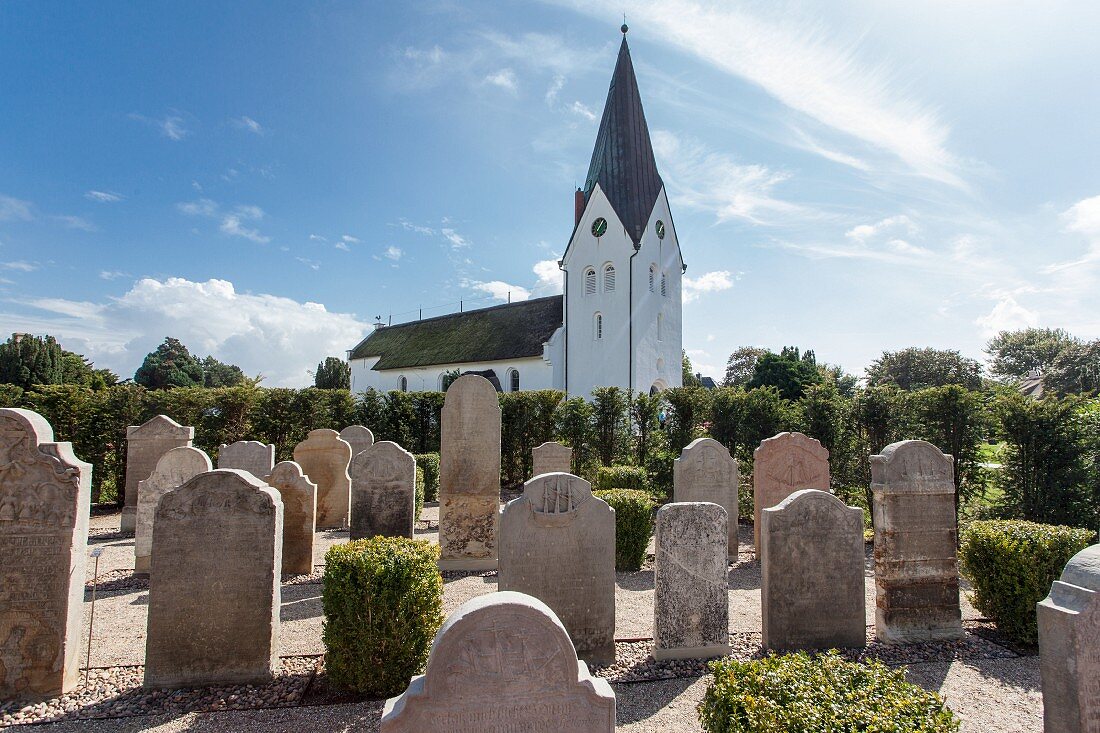 Story gravestones at the Nebeler Church on Amrum