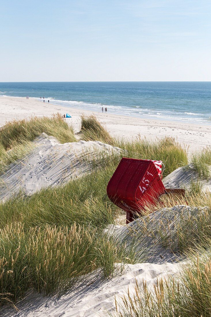 A beach chair in the dunes at Amrum