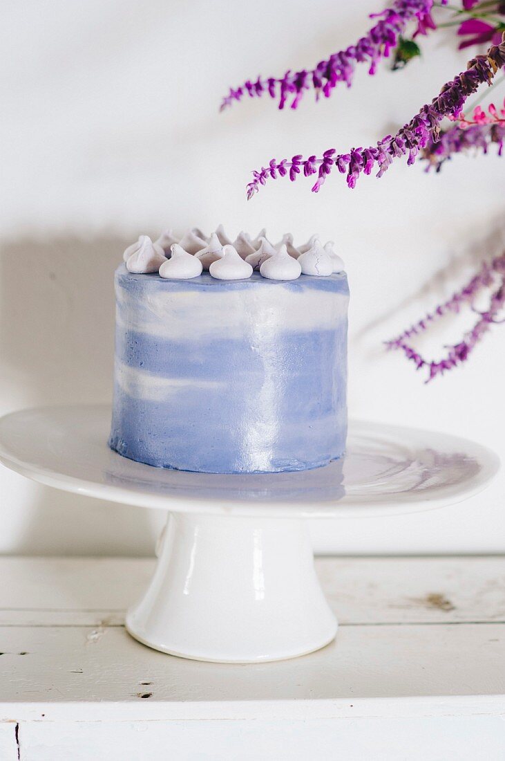 Carrot cake with blue glaze
