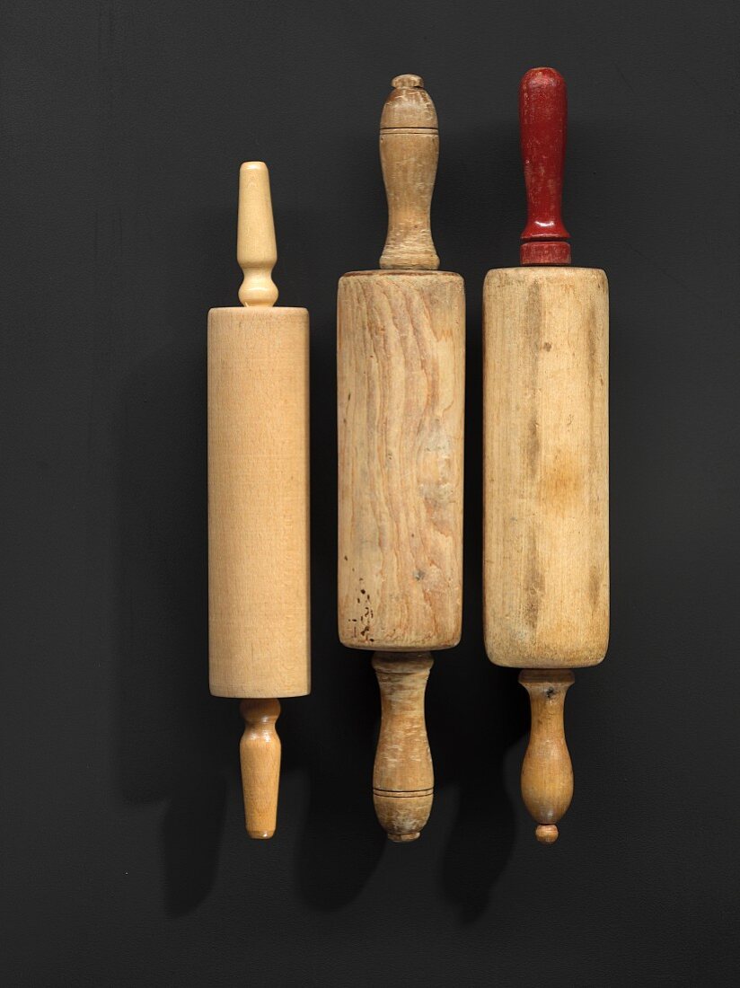 Drei Teigroller aus Holz